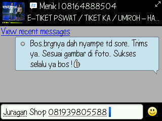 Testimonial Juragan Shop www.juraganshop.com (TAS/DOMPET/ARLOJI/KAOS BRANDED IMPOR)