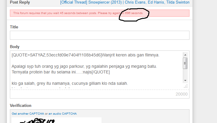Seconds antar posting yg tidak sesuai