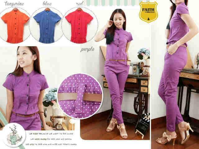 Jumpsuit F109 model pinggang karet