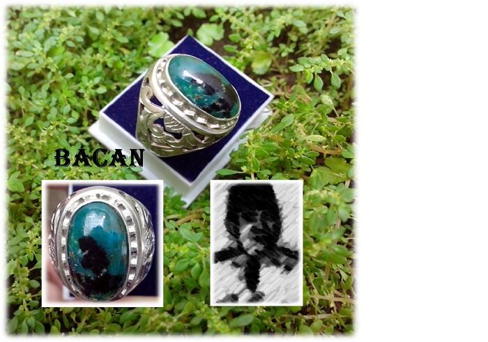 Batu Bacan Unique + Cincin Perak KotaGede Pesenan Tebal + Bonus