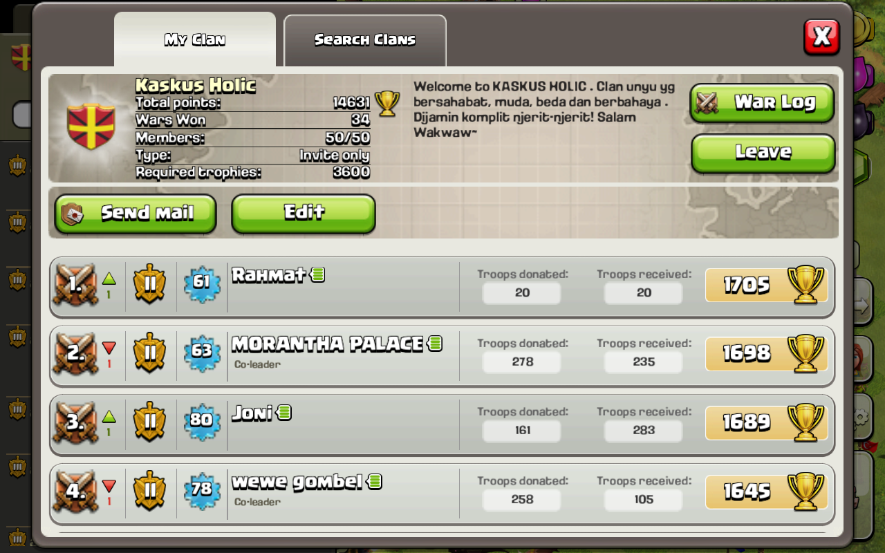 &#91;CLASH OF CLANS&#93; OFFICIAL CLANS : KASKUS HOLIC