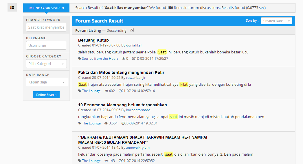 Saat kilat menyambar