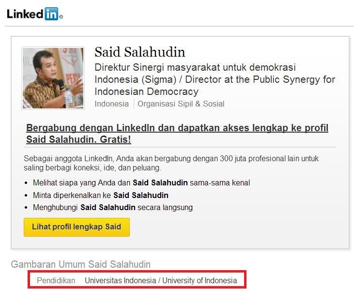SIAPAKAH SAID SALAHUDIN DIREKTUR SINERGI MASYARAKAT UNTUK DEMOKRASI INDONESIA
