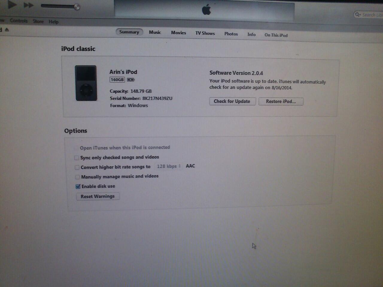 ipod classic 160gb gen 6