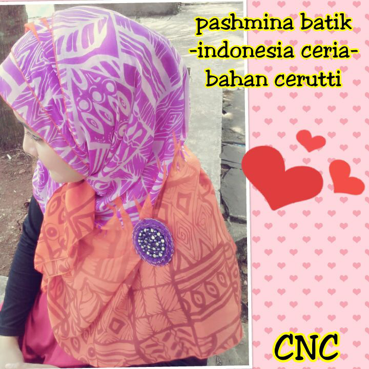 Pashmina batik-Indonesia ceria- bahan cerutti