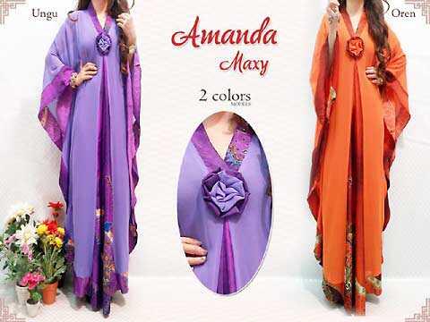 Dress Batwing Bahan Ciffon Ungu & Orange