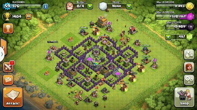 id clash of clan TH 7 all def max, trop max, wall full, seperti beli 2500 gem aja gan
