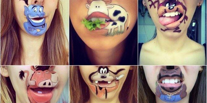 [FOTO] Lip art, sulap bibir jadi karakter imut