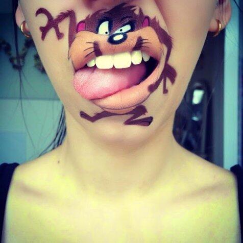 [FOTO] Lip art, sulap bibir jadi karakter imut