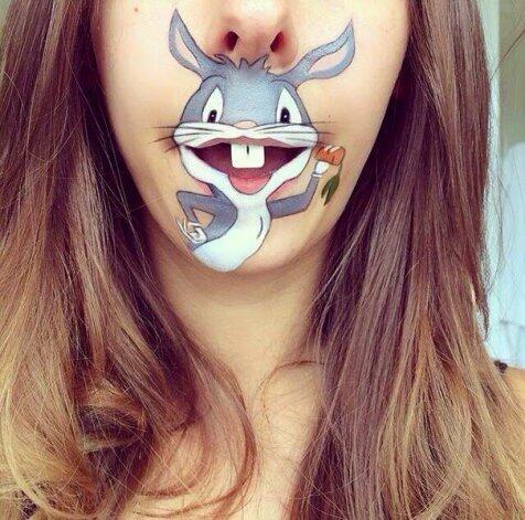 [FOTO] Lip art, sulap bibir jadi karakter imut