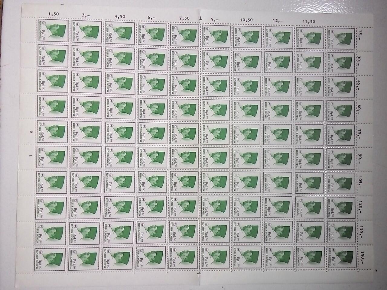 Indonesia Stamp Sheets NOS 10x10 1950-60an