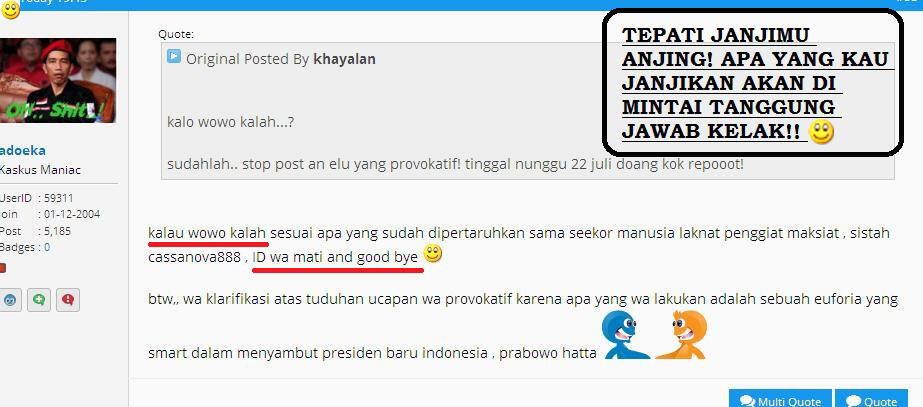 Satu lagi kaskuser wowoer munafik mengingkari omongannya