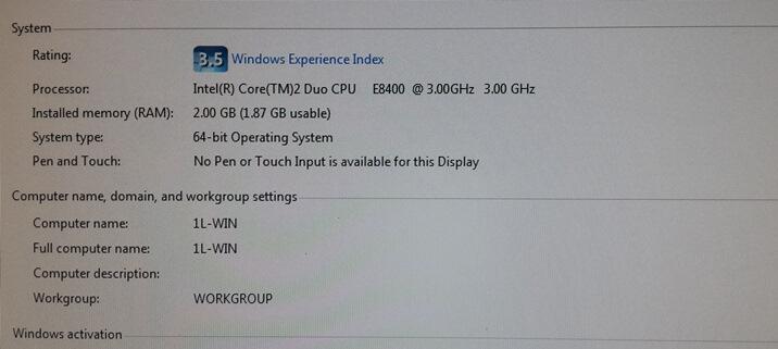 PC Lenovo Edge72-BKA
