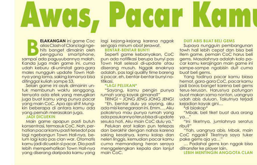 Awas Pacar Kamu Maen Game COC *