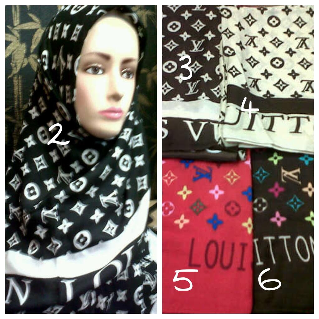 kerudung segi 4 motif Gucci,lv premium