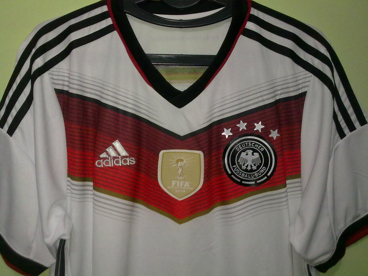 Jersey Grade Ori Germany / Jerman Home World Cup 2014 4 Star With Patch