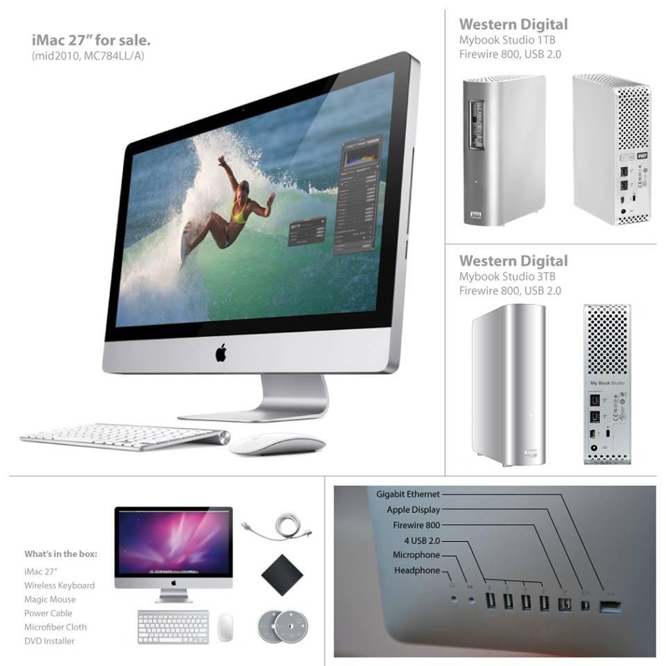 WTS 2nd: CTO Apple iMac 27" MC784LL/A, WD MYBOOK STUDIO 3TB
