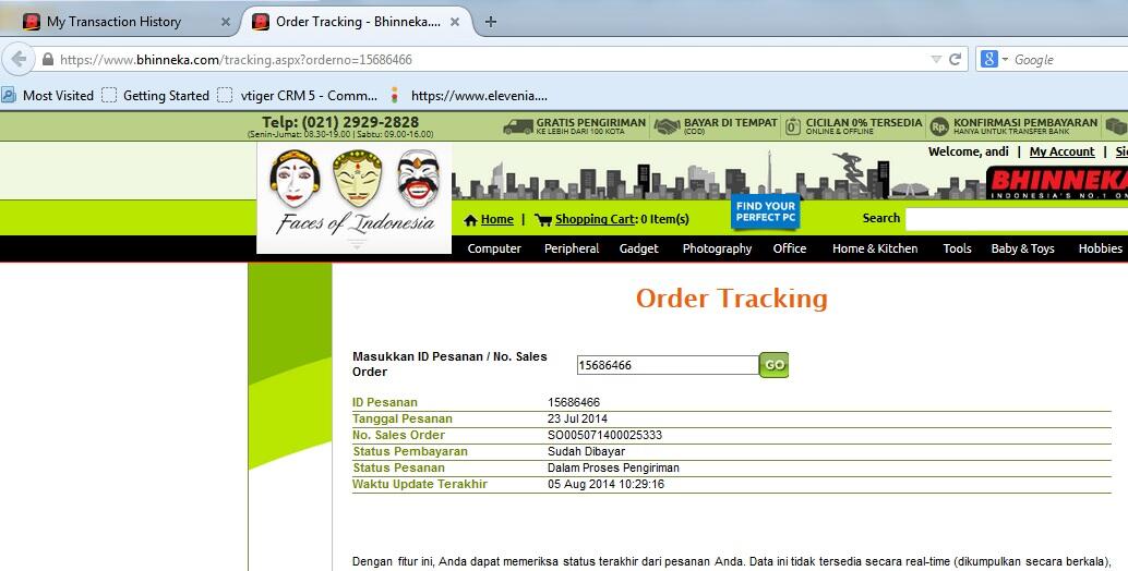 Bhinneka.com sudah lebih dari sebulan barang tidak dikirim