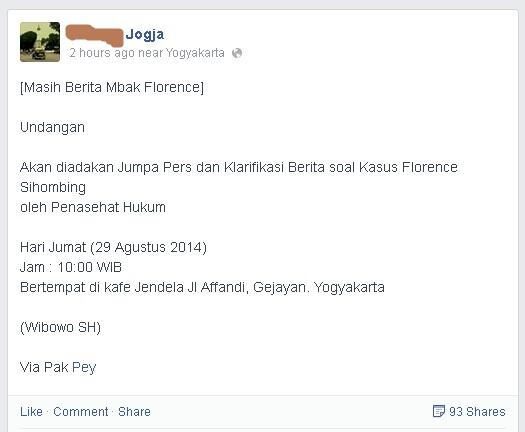 Florence Akhirnya Buka Mulut