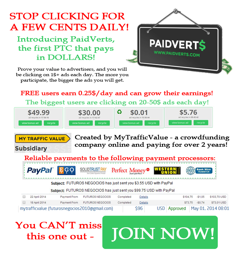 rujukan - New PTC SYSTEM - PaidVerts - up to $10 Tanpa Upgrade - DiJAMIN