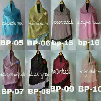 Khimar ceruty polos & motif (Jilbab bolak balik sifon)