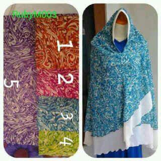 Khimar ceruty polos & motif (Jilbab bolak balik sifon)