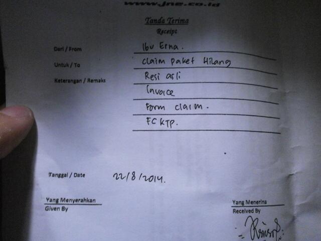 Klaim Paket Barang Hilang ala JNE