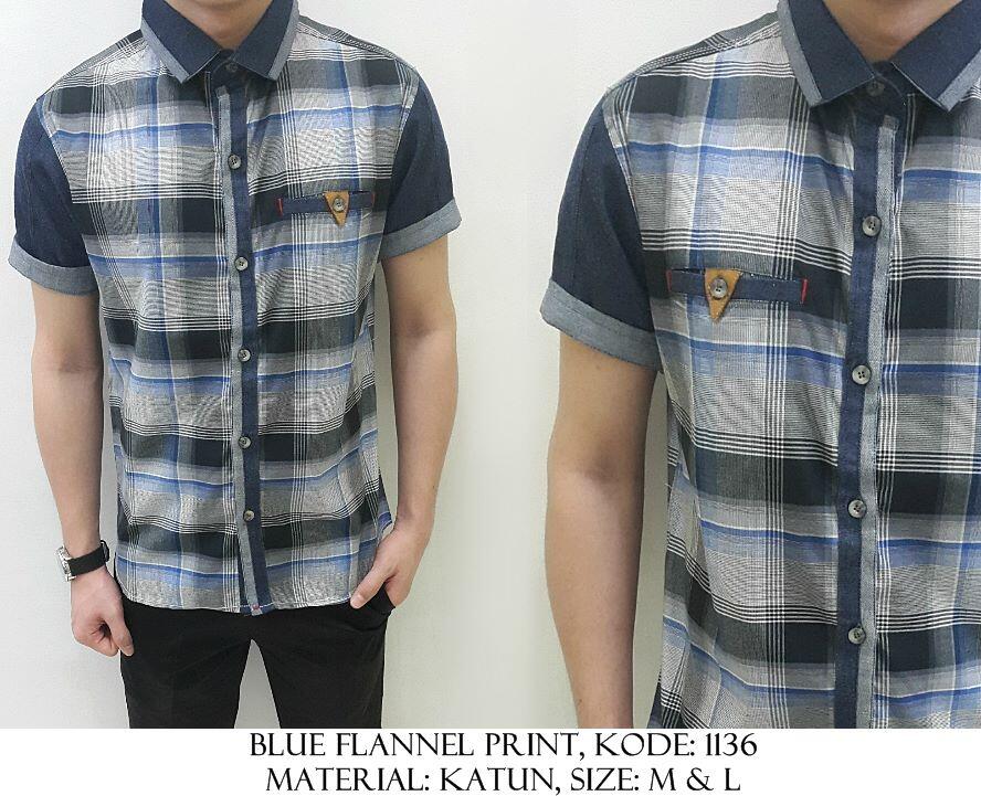 Kemeja Katun Denim Polos/Motif/Printed/Batik