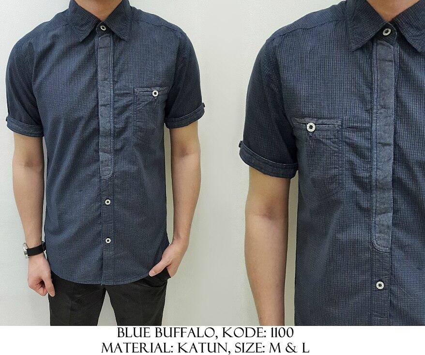 Kemeja Katun Denim Polos/Motif/Printed/Batik
