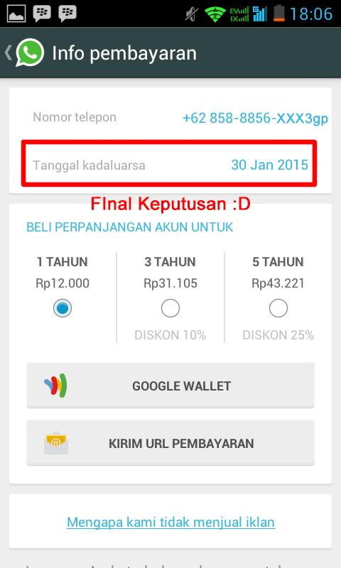 Cara Meliahat Kadaluarsa Whastapp agan nih!