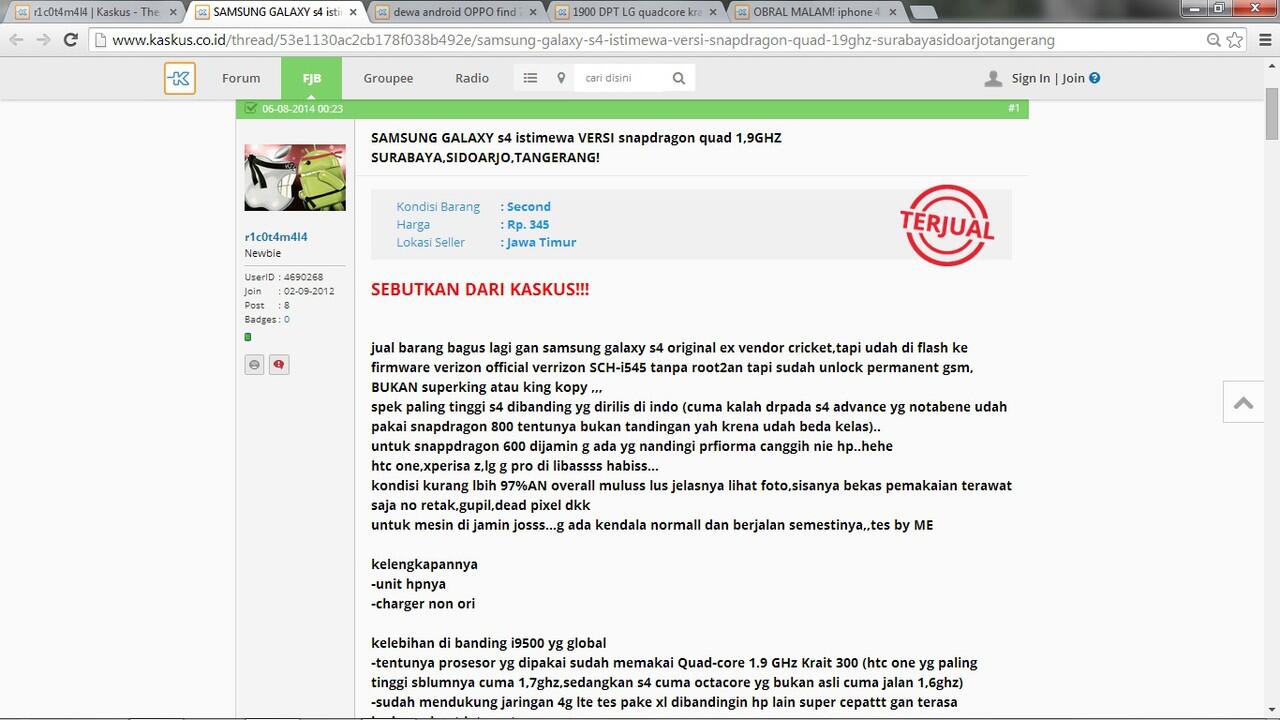Penadah barang curian asal Suroboyo berjualan di FJB