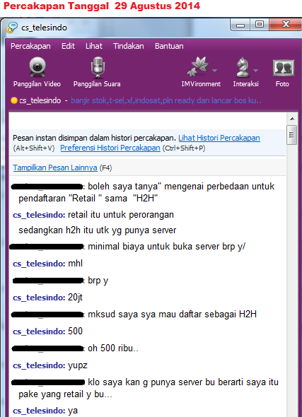 Penipuan berkedok sebagai agen penjual pulsa, alamat website www.telesindo-multi.com