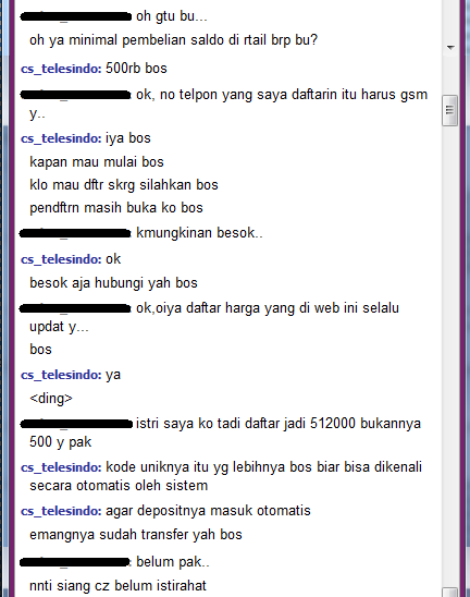 Penipuan berkedok sebagai agen penjual pulsa, alamat website www.telesindo-multi.com