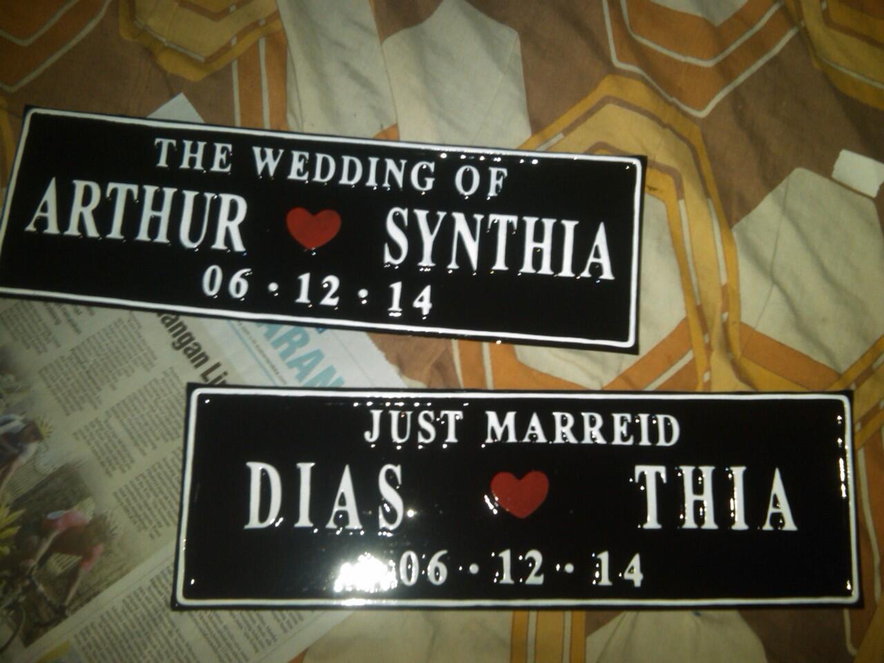 Jual Plat Acecoris untuk Mobil Pengantin
