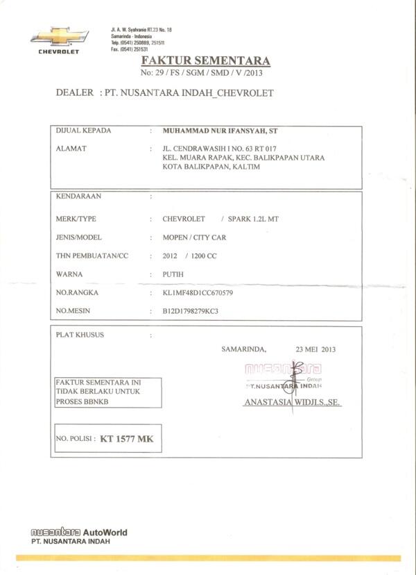 Chevrolet Indonesia, 1 Tahun 3 Bulan, STNK ???