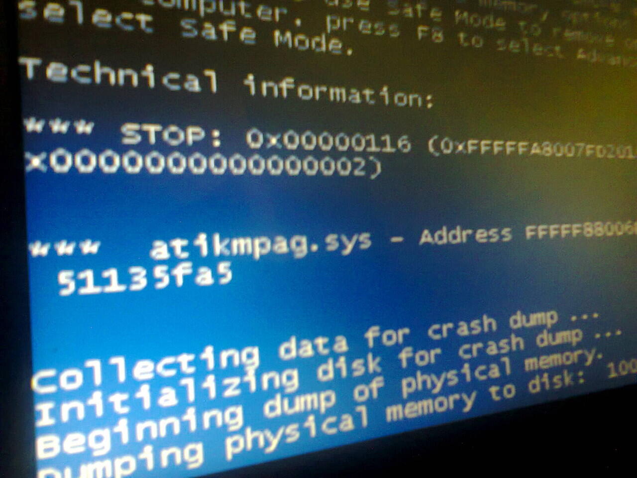 penjelasan tentang blue screen ini. error (atikmpag.sys)