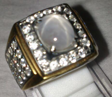 NATURAL WHITE STAR SHAPPIRE CEYLON + MEMO