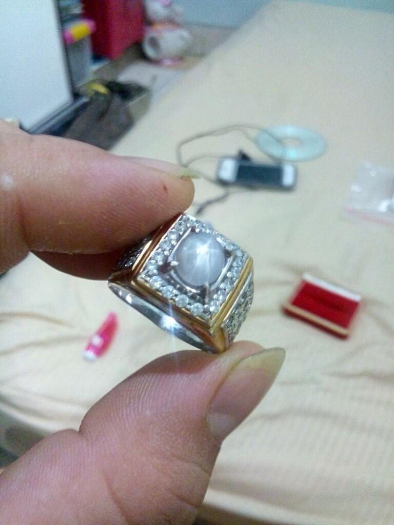 NATURAL WHITE STAR SHAPPIRE CEYLON + MEMO