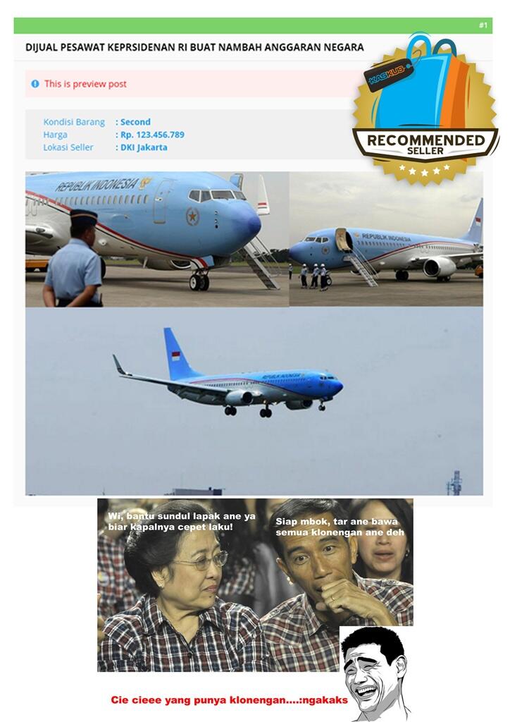 Gara Gara Meme Ini Akhirnya Pesawat Kepresidenan Batal Dijual &#91;ngakak&#93;