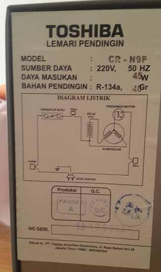 Kulkas Minibar Toshiba GR-N9P Mulus & Murah