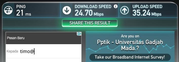 Kecepatan Internet Kampus Ane nih Gan.. 