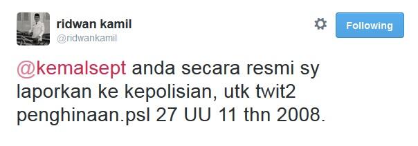 Pemilik Akun Twitter Ini Dilaporkan Walkot Ridwan Kamil Karena Menghina Bandung