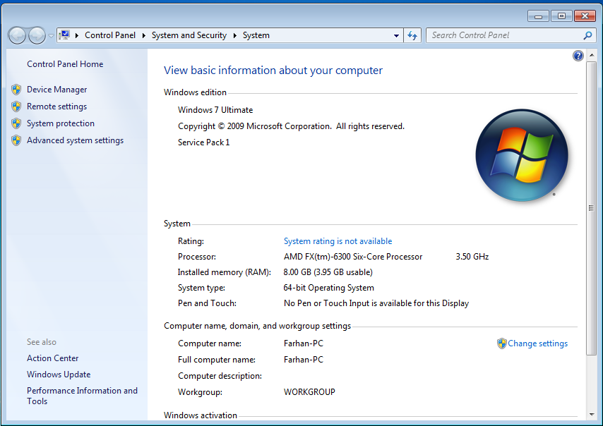 Ram 8GB usable 4GB di Win 7 64bit