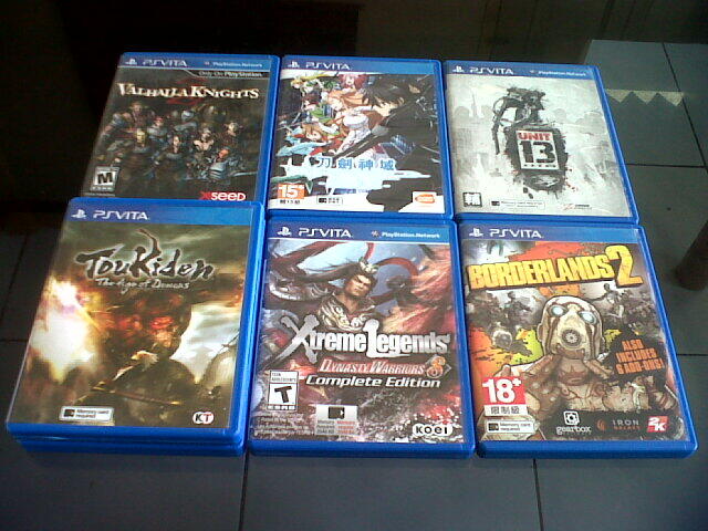 game ps vita , borderlands2 , toukiden, sao hf , dw8 xl , unit 13,valalla k