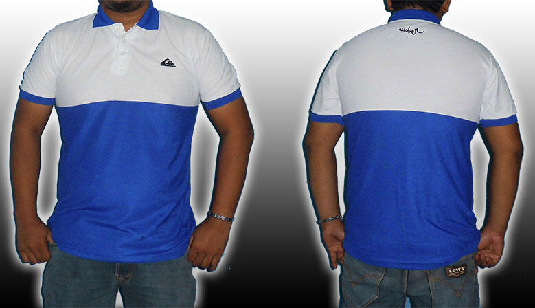 Polo Shirt Kombinasi Putih Biru , Murah Hanya Rp 80.000