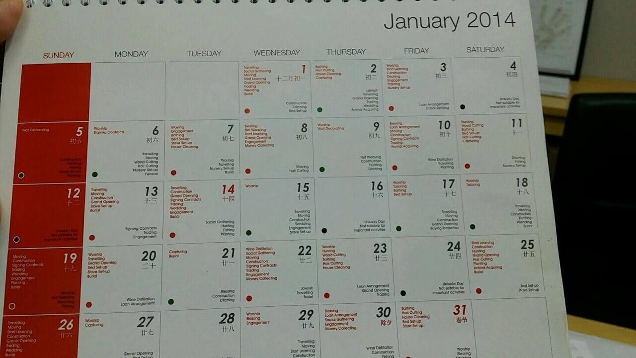 Fortune telling (lucky day & unlucky day) untuk kalender