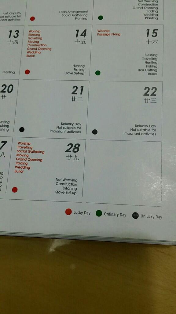 Fortune telling (lucky day & unlucky day) untuk kalender