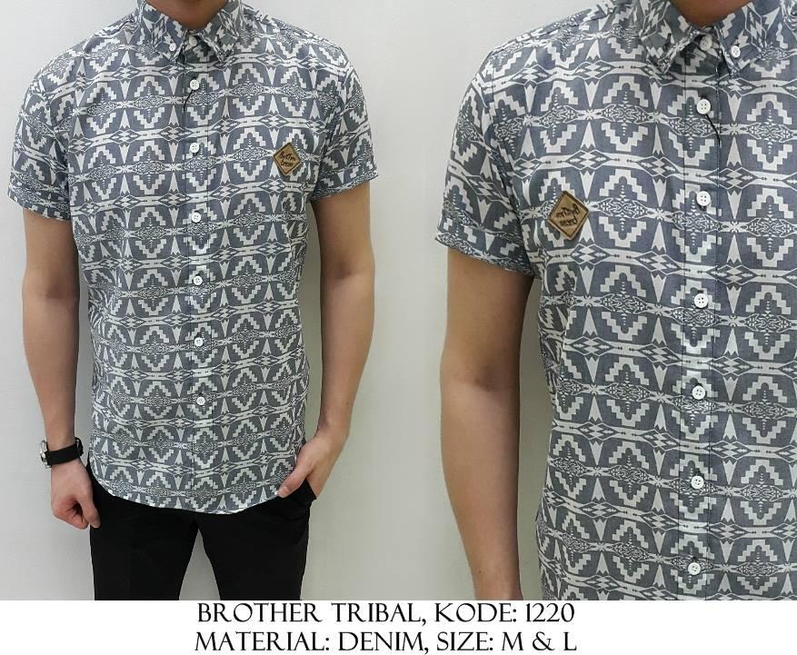 Kemeja Katun Denim Polos/Motif/Printed/Batik