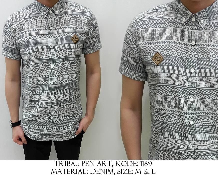 Kemeja Katun Denim Polos/Motif/Printed/Batik