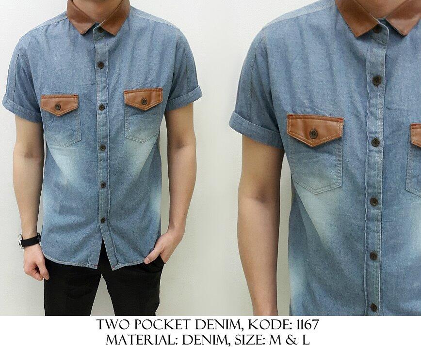 Kemeja Katun Denim Polos/Motif/Printed/Batik